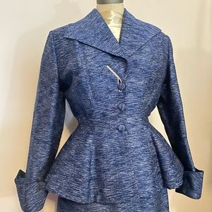 Vintage 1950s Lilli Ann Peplum Suit 2 Piece Set